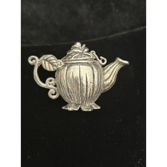 Vintage Gianna Rose 1995 Mini pewter Teapot Rose hinged Lid Pill box Trinket - Picture 1 of 11